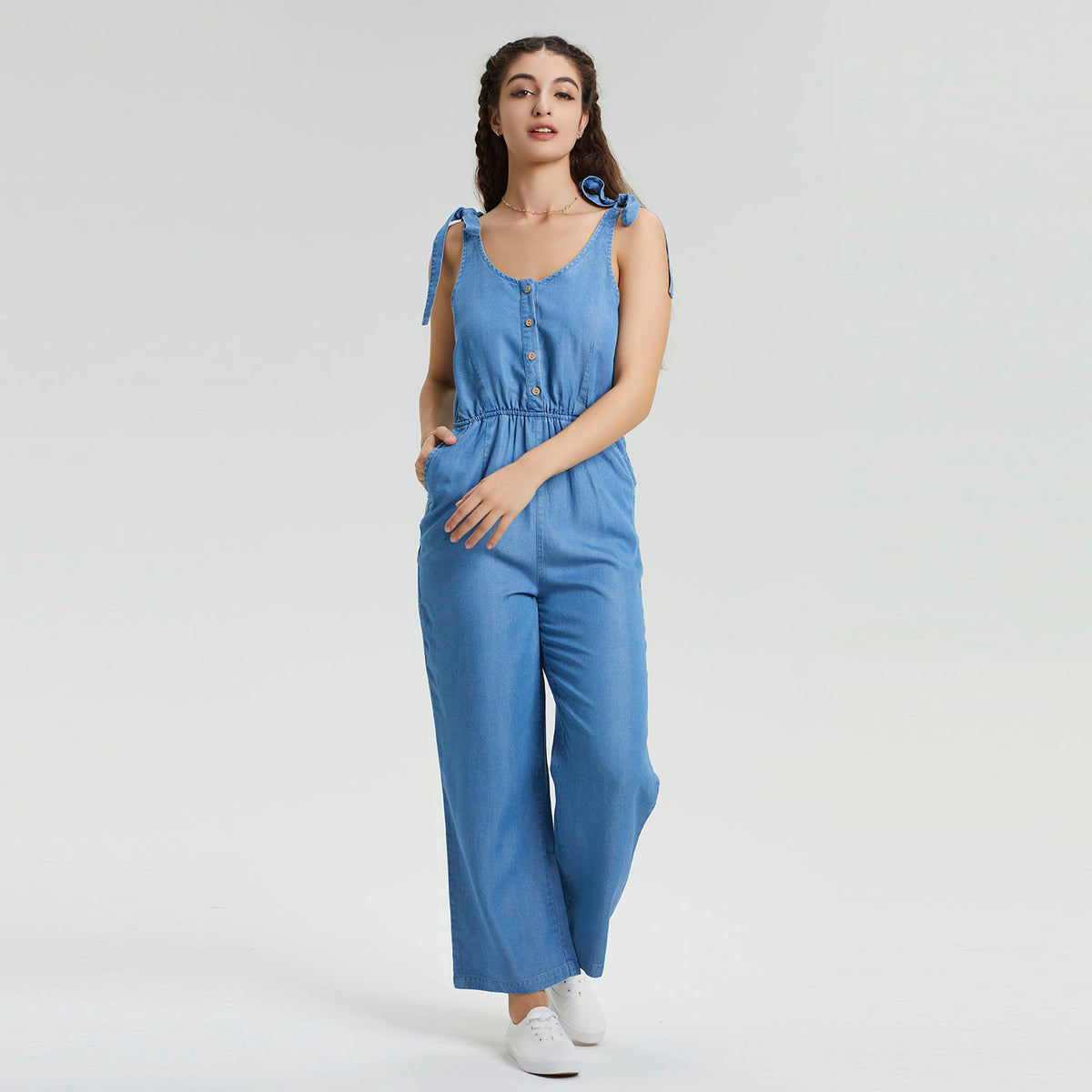 Buttoned Denim Jumpsuit