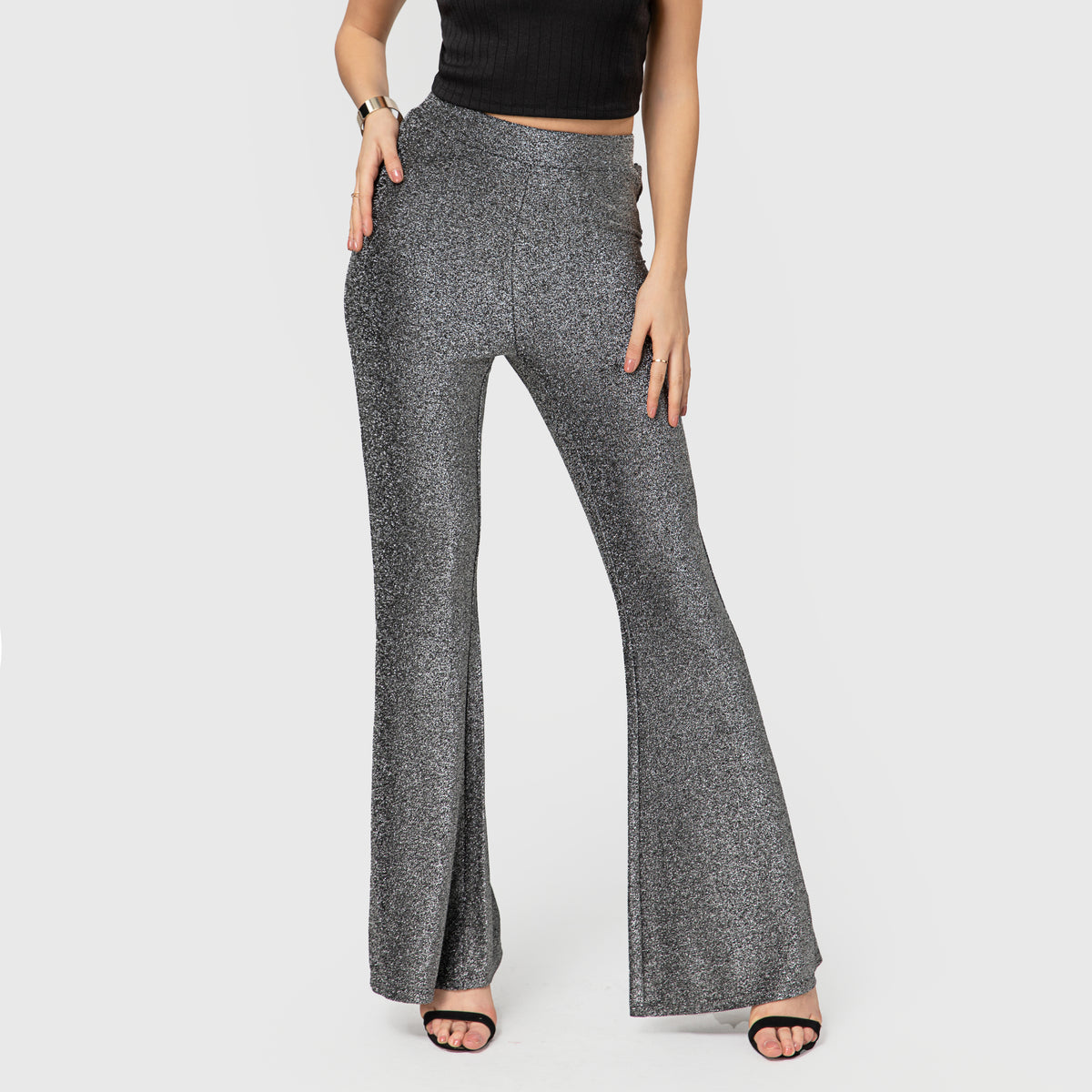 Metallic Flare Trousers