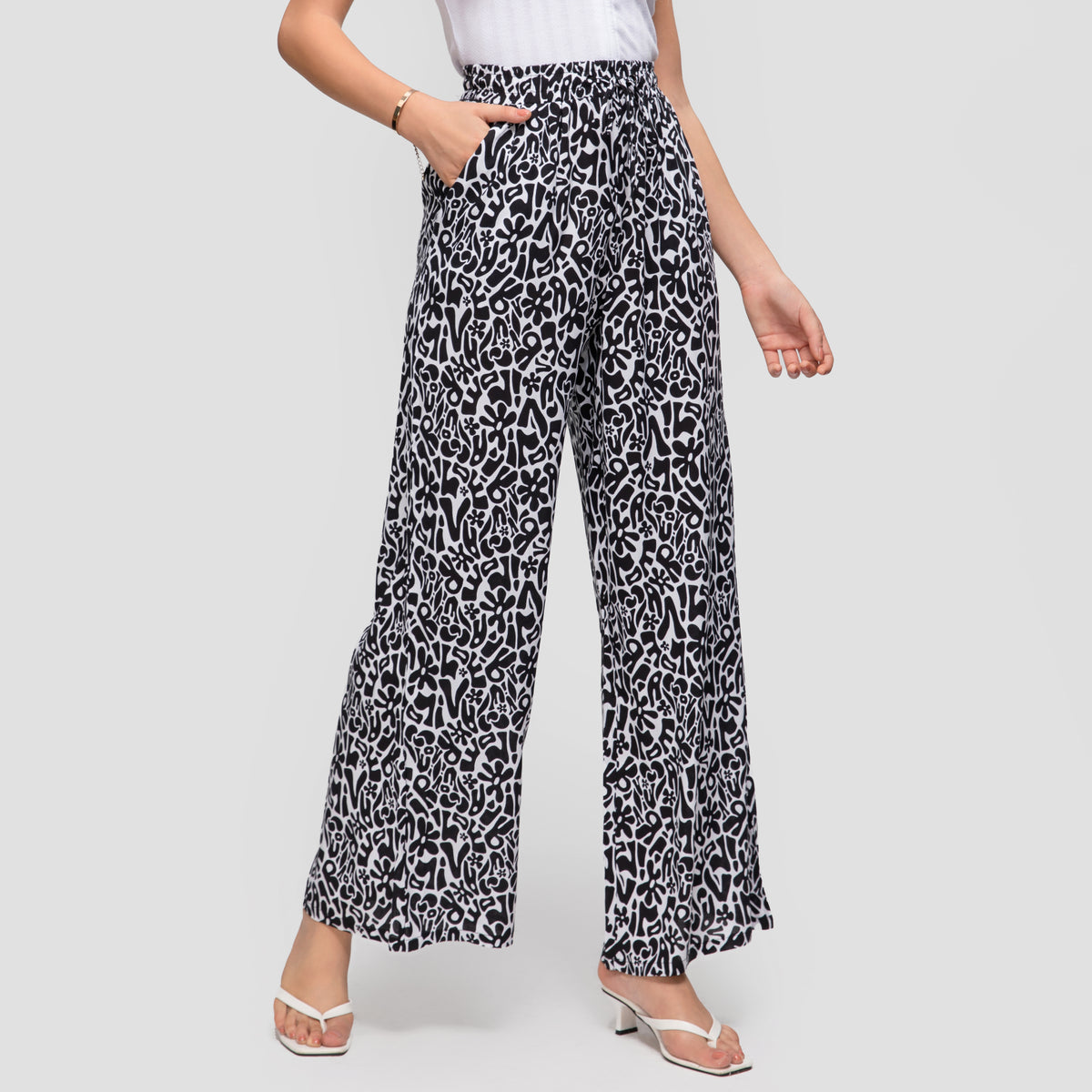 Printed Wide Leg Pants